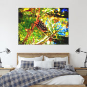 Dennenappel Tussen Groene Naalden Canvas Afdruk (Insitu (Slaapkamer))