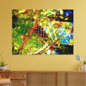 Dennenappel Tussen Groene Naalden Canvas Afdruk (Insitu (Woonkamer))
