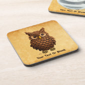 dennenappel-uil bier onderzetter (Linkerzijde)