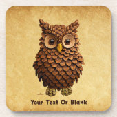 dennenappel-uil bier onderzetter (Voorkant)