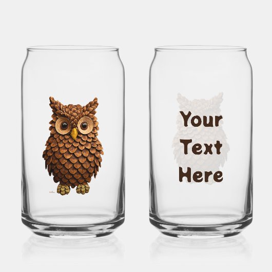 dennenappel-uil blikvorm glas (Voorkant)