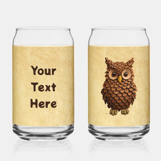 dennenappel-uil blikvorm glas (Achterkant)