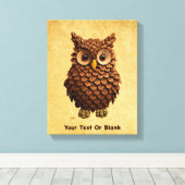 dennenappel-uil canvas afdruk (Insitu (Houten vloer))