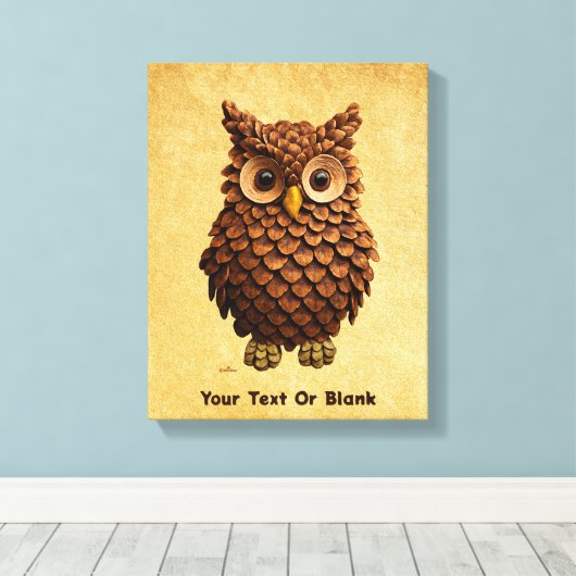 dennenappel-uil canvas afdruk (Insitu (Houten vloer))