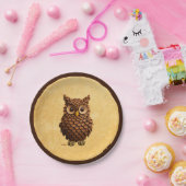 dennenappel-uil papieren bordje (Feest)