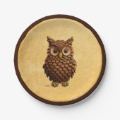 dennenappel-uil papieren bordje (Voorkant)