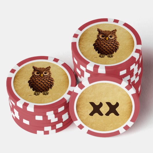 dennenappel-uil poker chips (Opstapeling)