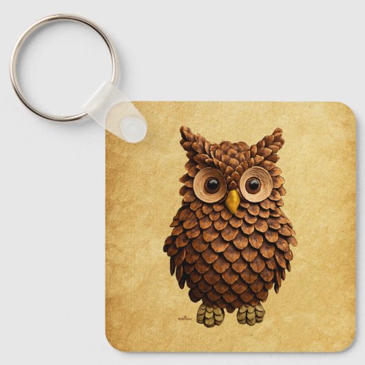 dennenappel-uil sleutelhanger (Voorkant)