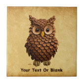 dennenappel-uil tegeltje (Voorkant)