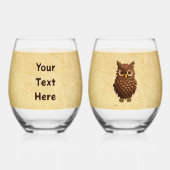 dennenappel-uil wijnglas zonder voet (Achterkant)