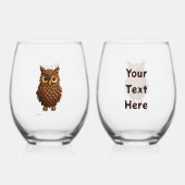 dennenappel-uil wijnglas zonder voet (Voorkant)