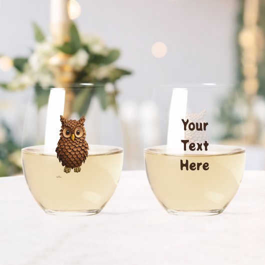 dennenappel-uil wijnglas zonder voet (Insitu (Huwelijk))
