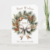 Dennenappelkrans Feestdagen Kaart (Voorkant)