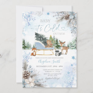 Dennenappels Blauwe Sneeuwvlok Truck Baby Shower Kaart