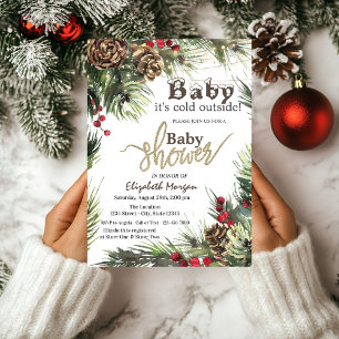 Dennenappels, Boomtakken Baby Shower Kaart