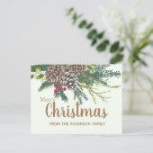 dennenappels en groen Kerstmis Feestdagenkaart (Staand voorkant)