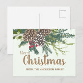 dennenappels en groen Kerstmis Feestdagenkaart (Voorkant / Achterkant)