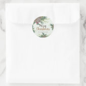 dennenappels en groen vrolijk kerstfeest ronde sticker (Tas)