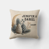 Dennenappels en Halve Maan Winterliefde Kussen (Achterkant)