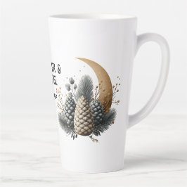 Dennenappels en Halvemaan Winterliefde Latte Mok