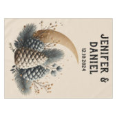 Dennenappels en Halvemaan Winterliefde Tafelkleed (Voorkant (Horizontaal))