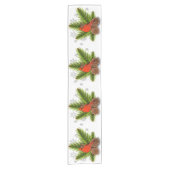 Dennenappels en Kardinaal Kersttafel Runner Korte Tafelloper (Voorkant)