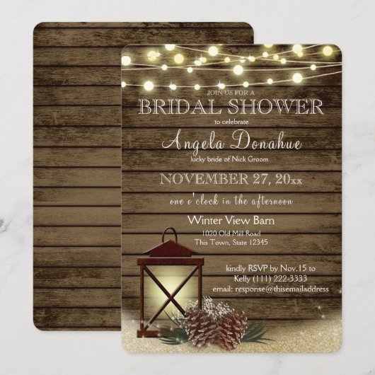 dennenappels en lantaarn rustiek Vrijgezellenfeest Kaart (Voorkant / Achterkant)