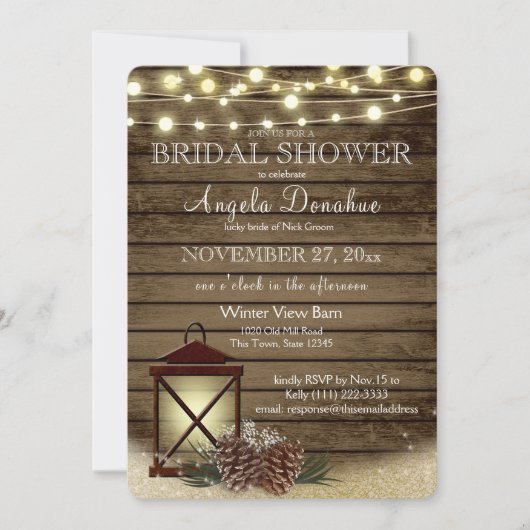 dennenappels en lantaarn rustiek Vrijgezellenfeest Kaart (Voorkant)