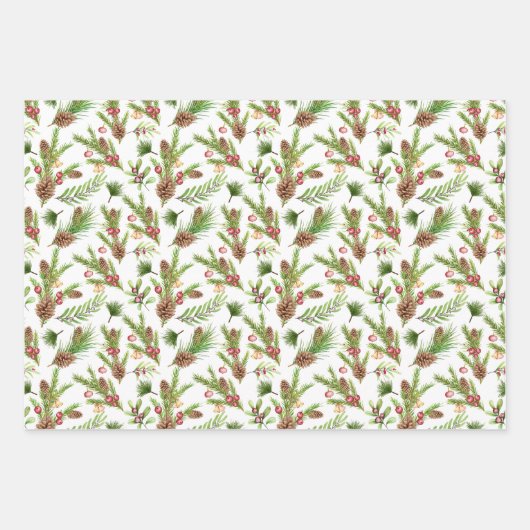 dennenappels en stekken botanisch inpakpapier vel (Voorkant)