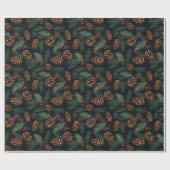 dennenappels en takken met bessen cadeaupapier (Vlak)