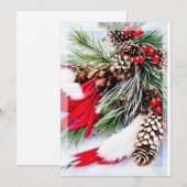 Dennenappels en veren budget Kerstmis Feestdagenkaart (Voorkant / Achterkant)