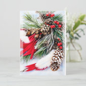 Dennenappels en veren budget Kerstmis Feestdagenkaart (Staand voorkant)