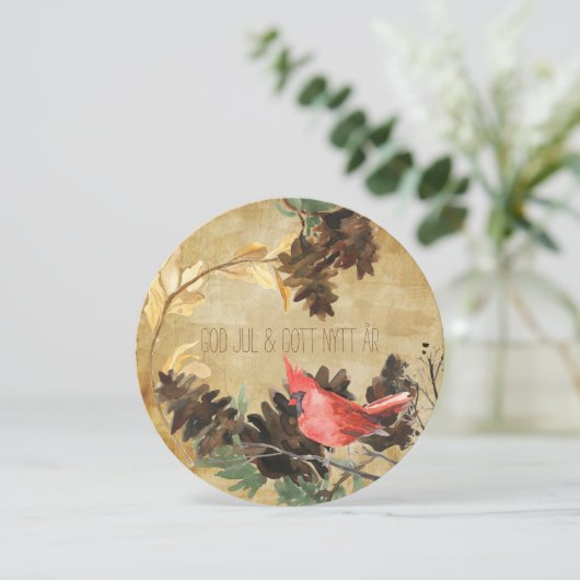 Dennenappels en Vogels Internationale Kerstkaart (Staand voorkant)