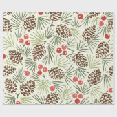 Dennenappels en winterbessen cadeaupapier (Vlak)