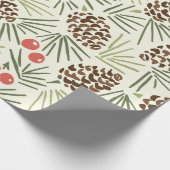 Dennenappels en winterbessen cadeaupapier (Hoek)