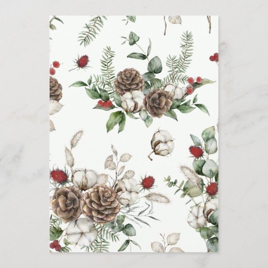 Dennenappels en winterblad Menu kaarten (Achterkant)