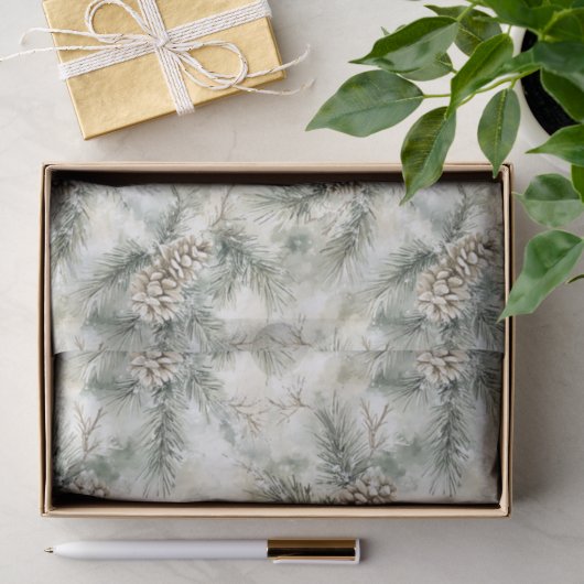 Dennenappels Groen Kerstmis Tissuepapier (Geschenk)