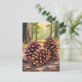 Dennenappels | Herfst Waterverf Bos Briefkaart (Staand voorkant)