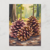 Dennenappels | Herfst Waterverf Bos Briefkaart (Voorkant)
