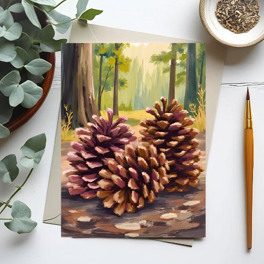 Dennenappels | Herfst Waterverf Bos Briefkaart