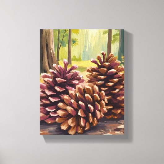 Dennenappels | Herfst Waterverf Bos Canvas Afdruk (Voorkant)