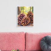 Dennenappels | Herfst Waterverf Bos Canvas Afdruk (Insitu (Woonkamer))