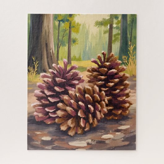 Dennenappels | Herfst Waterverf Bos Legpuzzel (Verticaal)