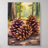 Dennenappels | Herfst Waterverf Bos Poster (Voorkant)