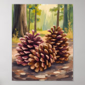 Dennenappels | Herfst Waterverf Bos Poster (Voorkant)