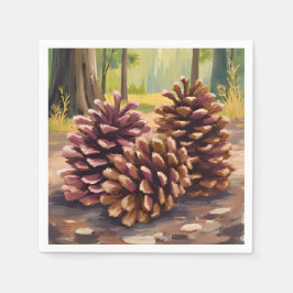 Dennenappels | Herfst Waterverf Bos Servet
