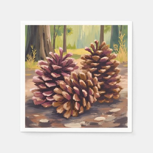 Dennenappels | Herfst Waterverf Bos Servet (Voorkant)