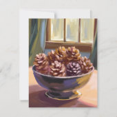 Dennenappels Houden Van Herfst Aquarel Feestdagenkaart (Voorkant)