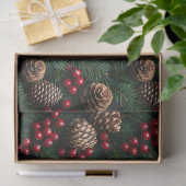 Dennenappels Hulstbessen Sparrentak Patroon Tissuepapier (Geschenk)