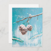Dennenappels in de winter feestdagenkaart (Voorkant / Achterkant)